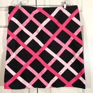 Vintage Victor Costa Crisscrossed Ribbons Skirt Pink White Black Sz 20